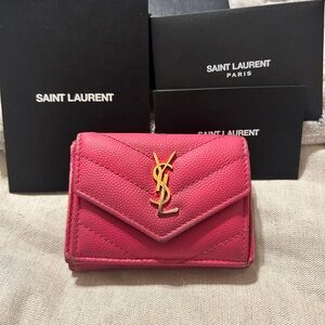 Saint Laurent Pink Quilted Gorgeous Wallet